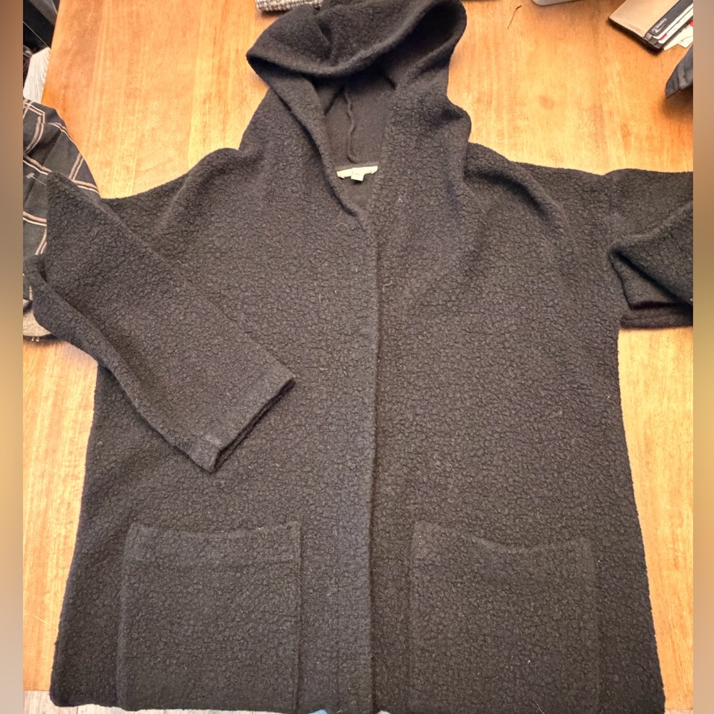 Eileen Fisher Black Teddy Hoodie Jacket